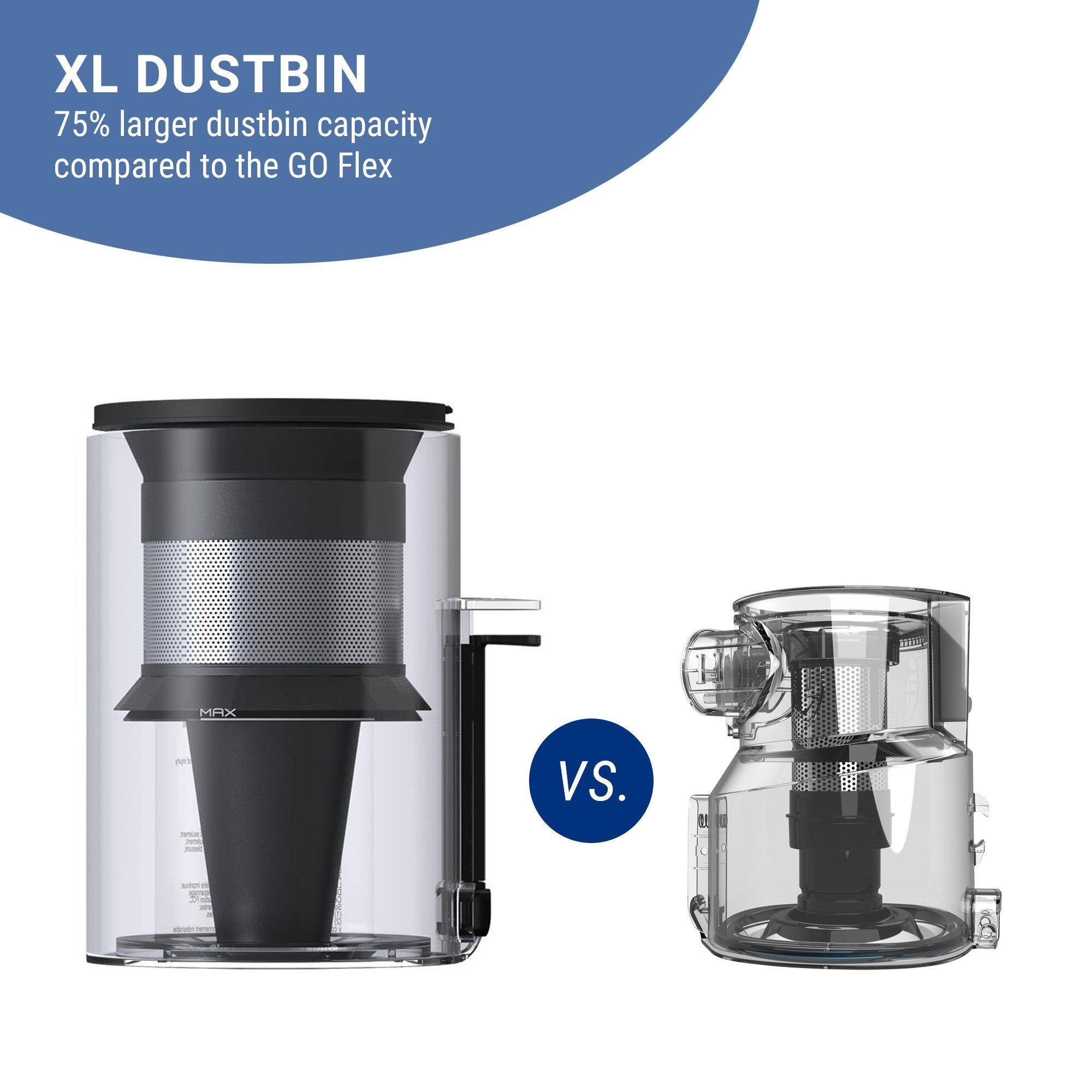XL DUSTBIN  
75% larger dustbin capacity compared to the GO Flex