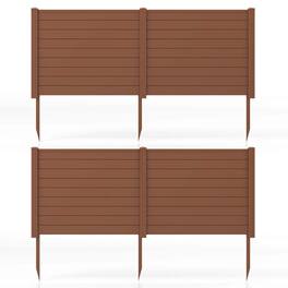 Costway - 4 Pack 48" x 37.5" Air Conditioner Fence Screen Panel Kit with 3 Ground Stakes - Brown