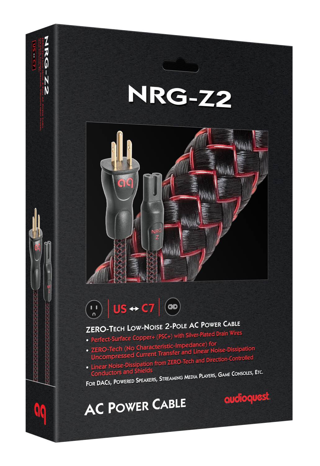 Usec7 : 1 REC | I NRG-Z2 I E ! | I NRG-Z2 a4 NRG Z 9 US C7 aD 2-POLE AC POWER CABLE ZERO-TECH Low-Noise with Silver-Plated Drain Wires Copper+ (PSC+) with Perfect-Surface for ZERO-Tech (No Characteristic-Impedance) Linear Noise-Dissipation Current Transfer and Uncompressed Direction-Controlled Noise-Dissipation from ZERO-Tech and Linear Conductors and Shields ETC. MEDIA PLAYERS, GAME CONSOLES, SPEAKERS, STREAMING FOR DACS, POWERED CABLE audioquest AC POWER