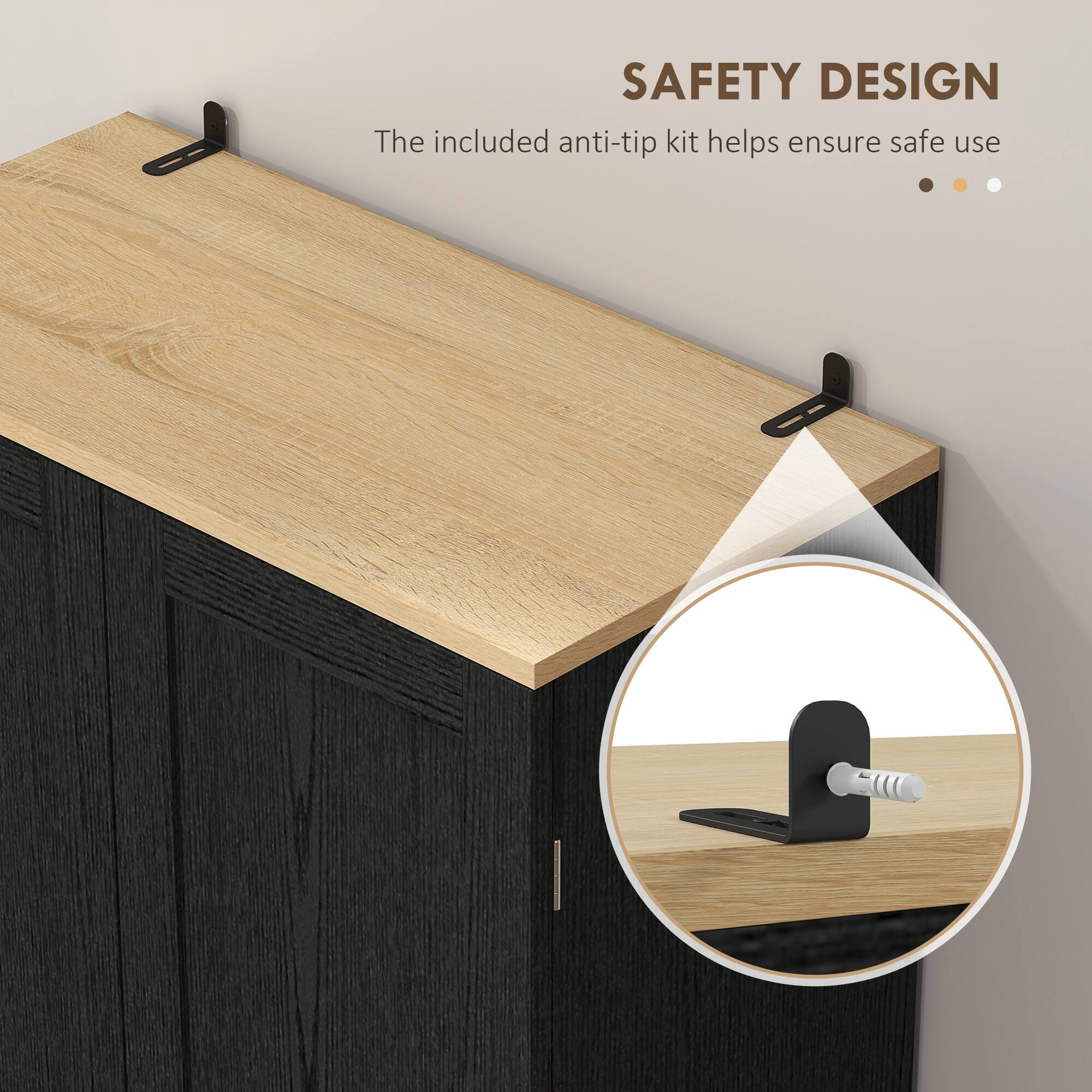 SAFETY DESIGN
The included anti-tip kit helps ensure safe use