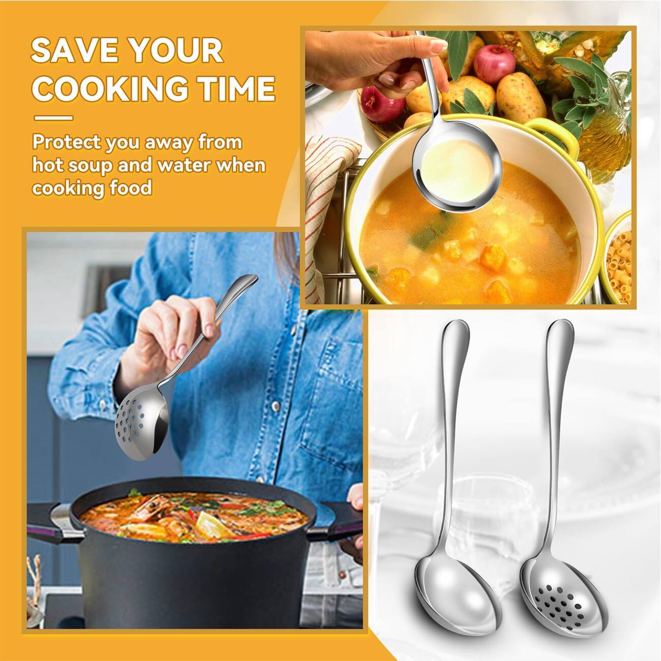 SAVE YOUR COOKING TIME

Protect you away from hot soup and water when cooking food