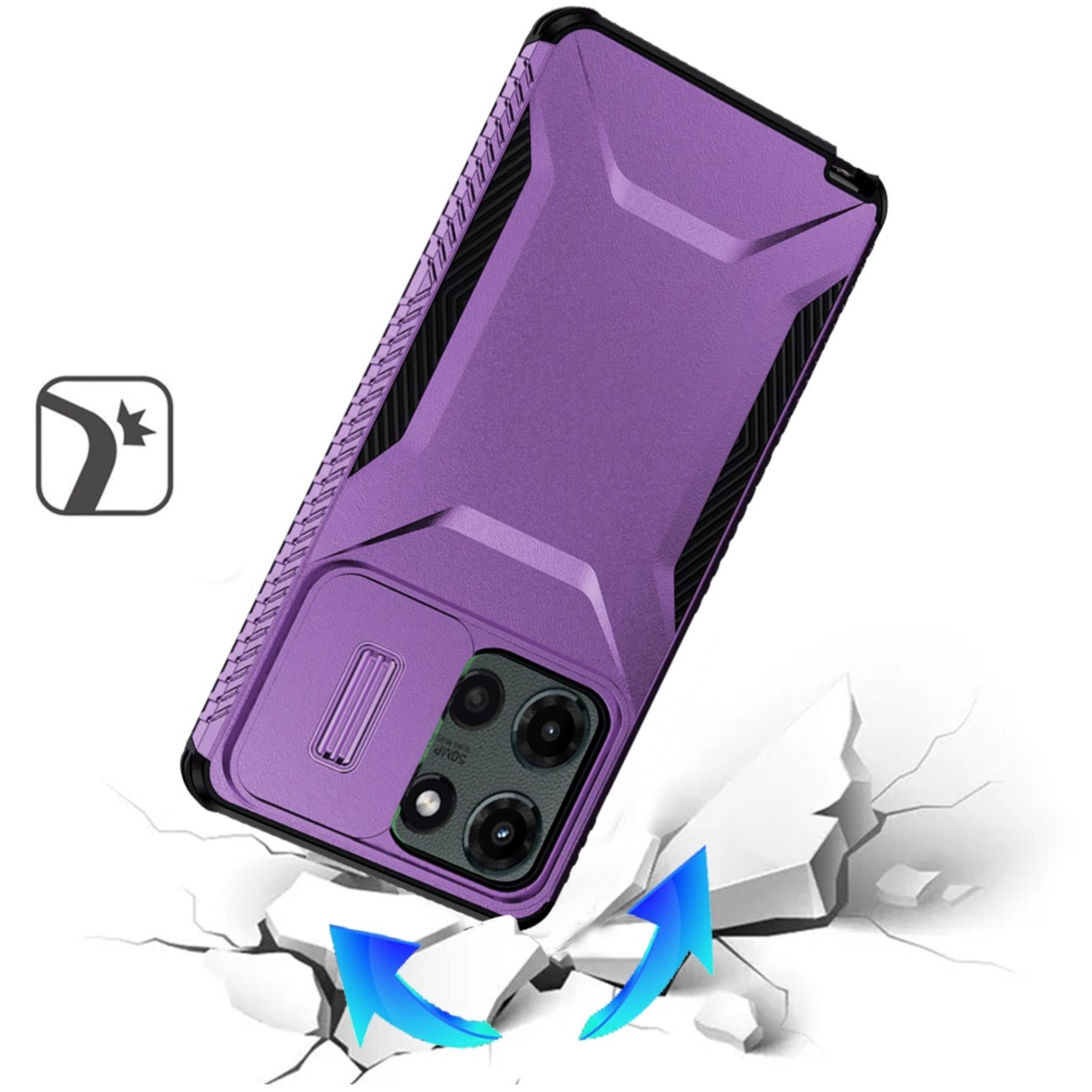 Left. Kitcheniva - Armor Grip Lens Shield Cover For Motorola Edge 2025 Purple - Purple.