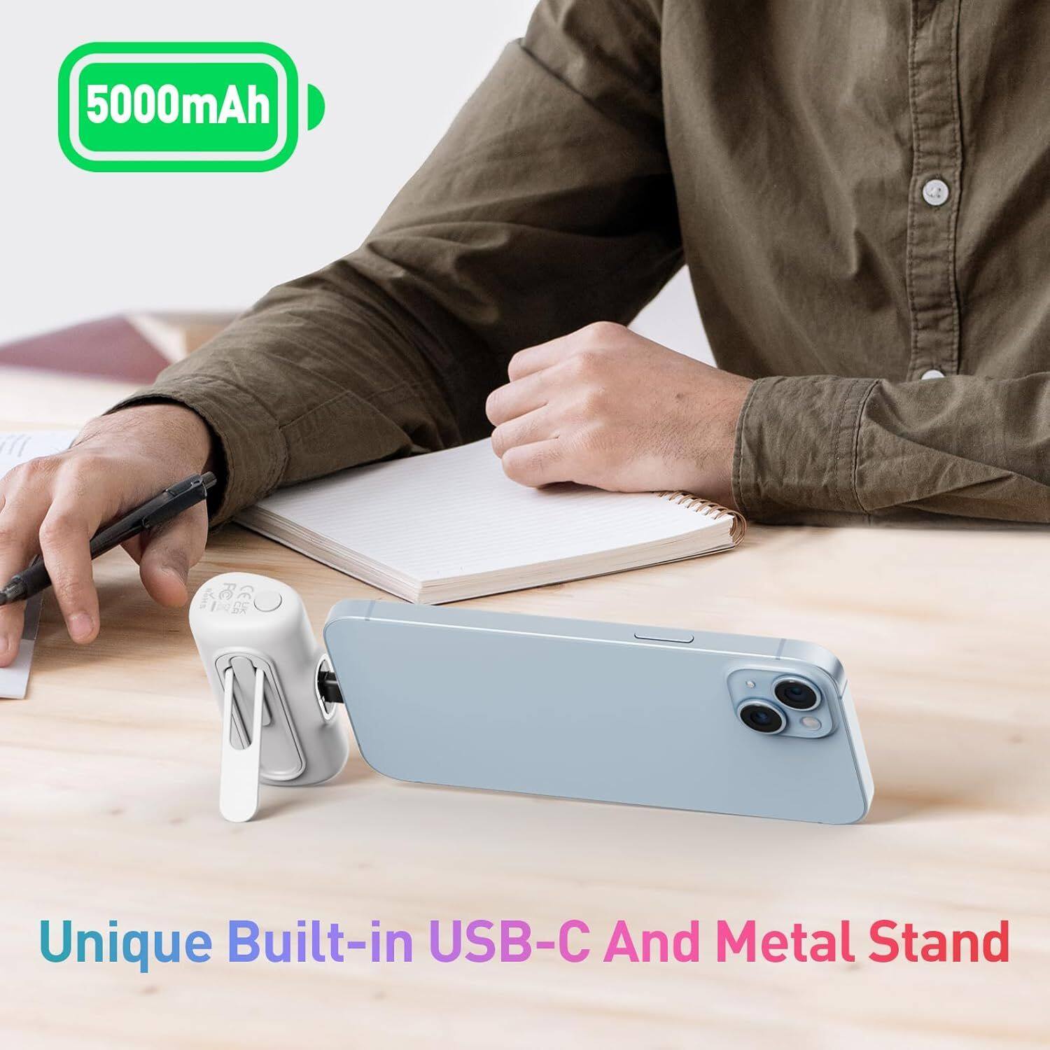 5000mAh

Unique Built-in USB-C And Metal Stand