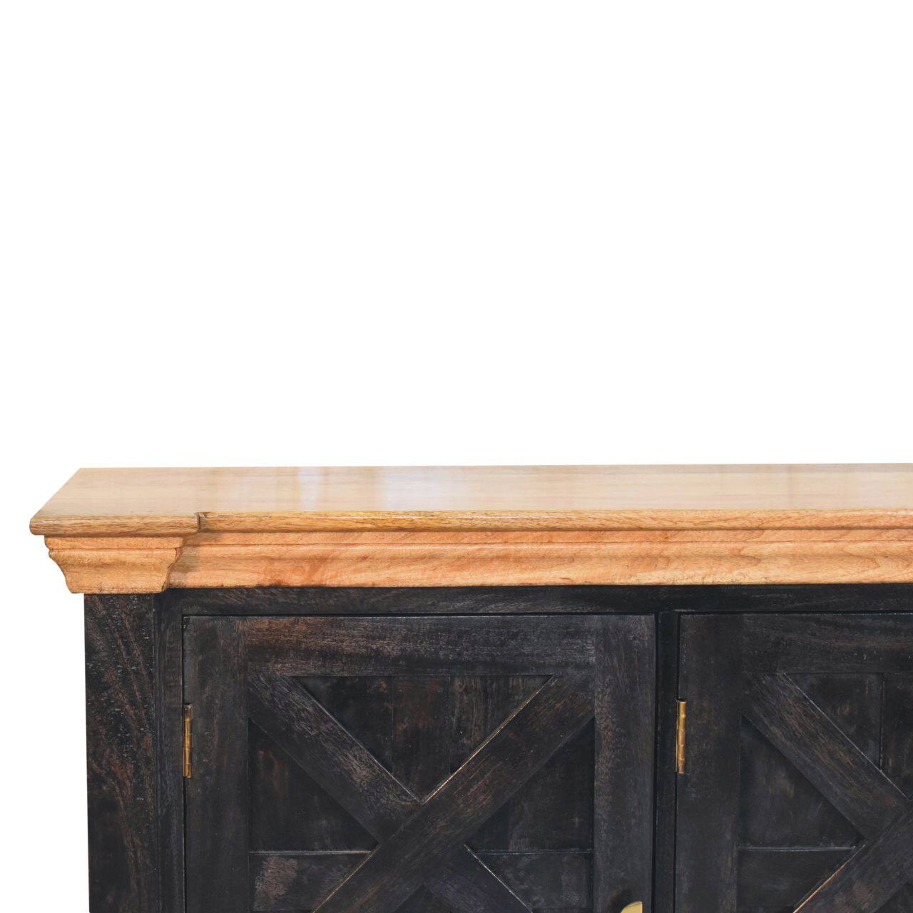 Alt View 1. Artisan Furniture - Artisan Furniture Solid Wood Regal Ash Black Rustic Sideboard, 3 Doors, Black - Black.