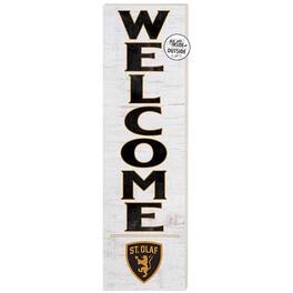 Jardine - St. Olaf Oles 10'' x 35'' Indoor/Outdoor Welcome Sign - White