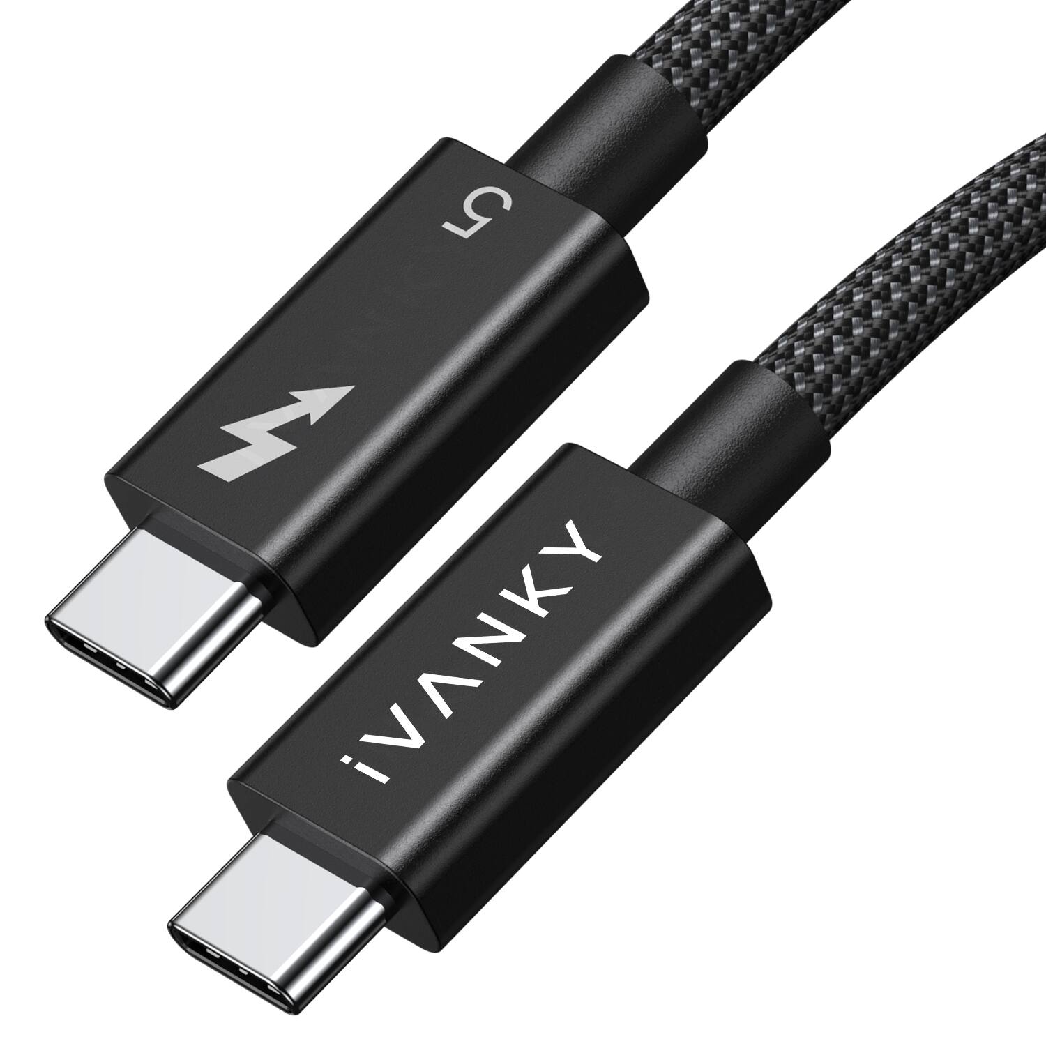 Left. iVANKY - IVANKY Intel Certified Thunderbolt 5 Cable 2Pack 3.3ft, 120Gbps Bandwidth, Support 16K/Dual 8K, 240W.