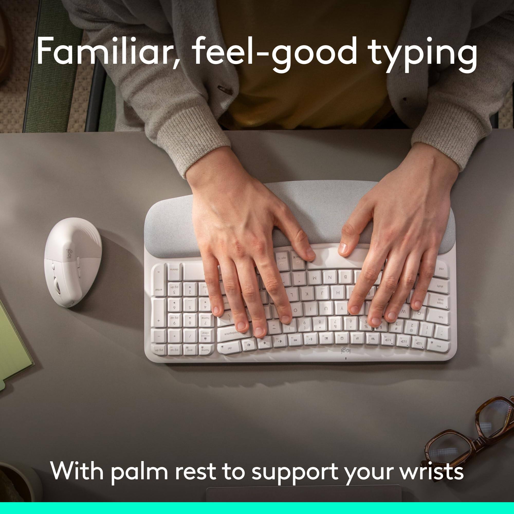 Familiar, feel-good typing

With palm rest to support your wrists