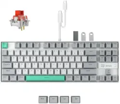 3inus - KEBOHUB EE01 Wired Mechanical Keyboard with 5-in-1 Hub, 87 Keys RGB Backlit, Hot-Swappable Switches for Mac & Windows - Gray - Front_Zoom