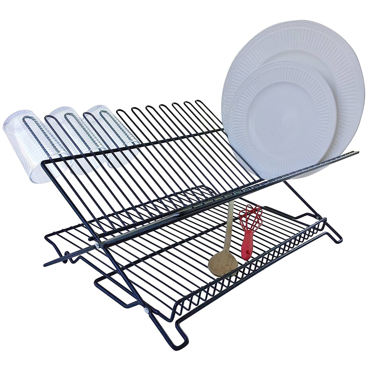 Angle. Better Houseware - Folding Dish Rack - Black.
