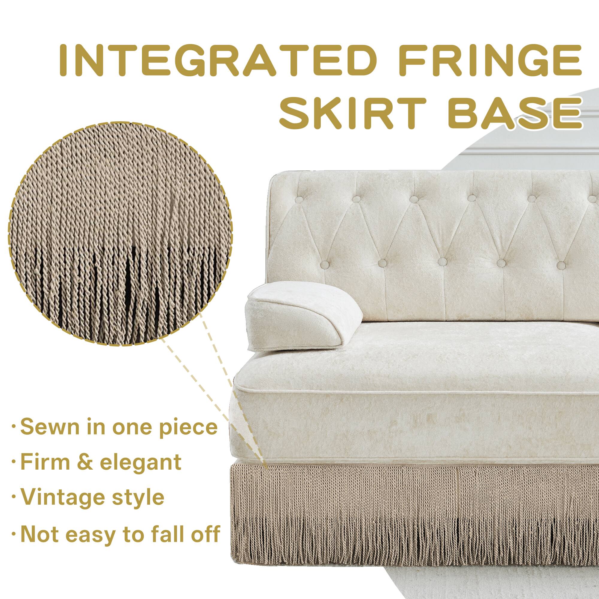 INTEGRATED FRINGE SKIRT BASE

- Sewn in one piece
- Firm & elegant
- Vintage style
- Not easy to fall off