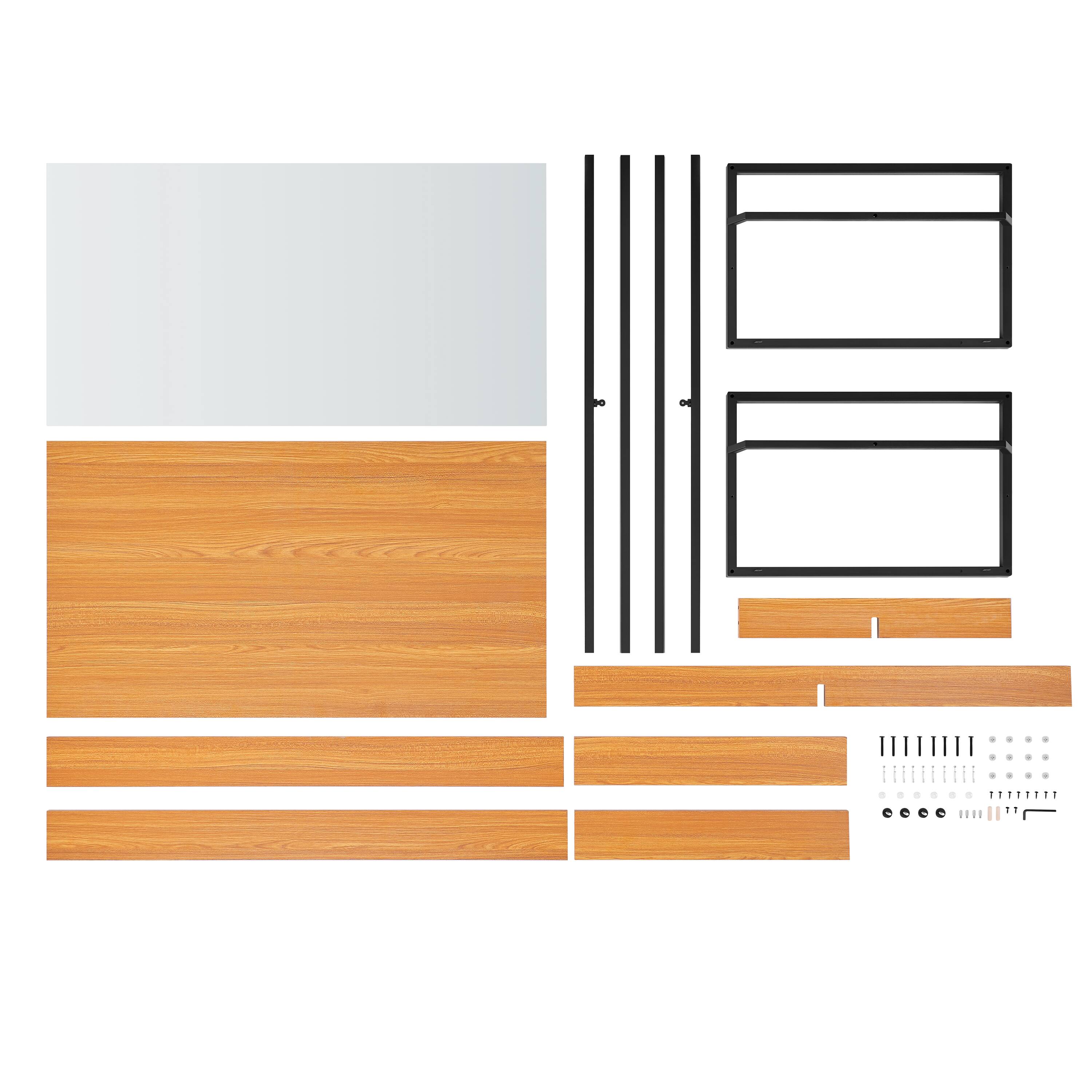 Alt View 8. Danya B - Saarinen Two-Level Sunken Glass Rectangle Coffee Table - Golden Oak - Golden Oak, Black.