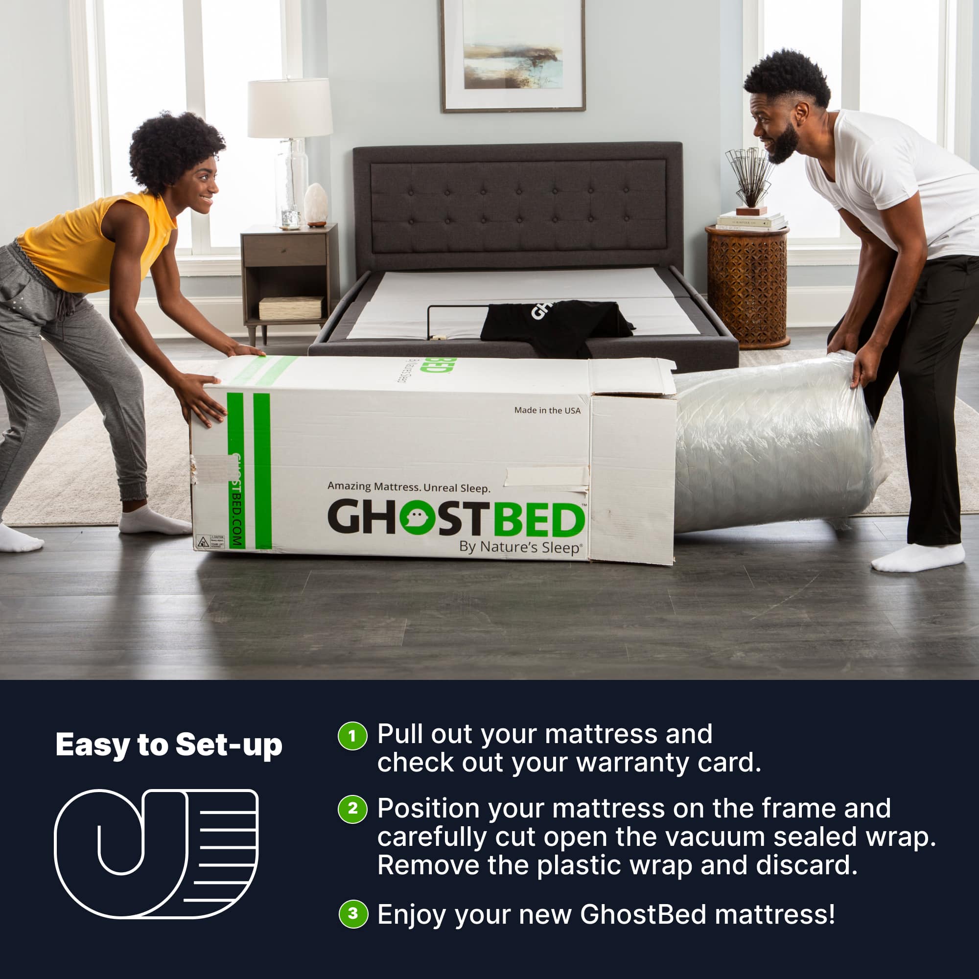 Front. Ghostbed - GhostBed Memory Foam Massage Mattress - White.