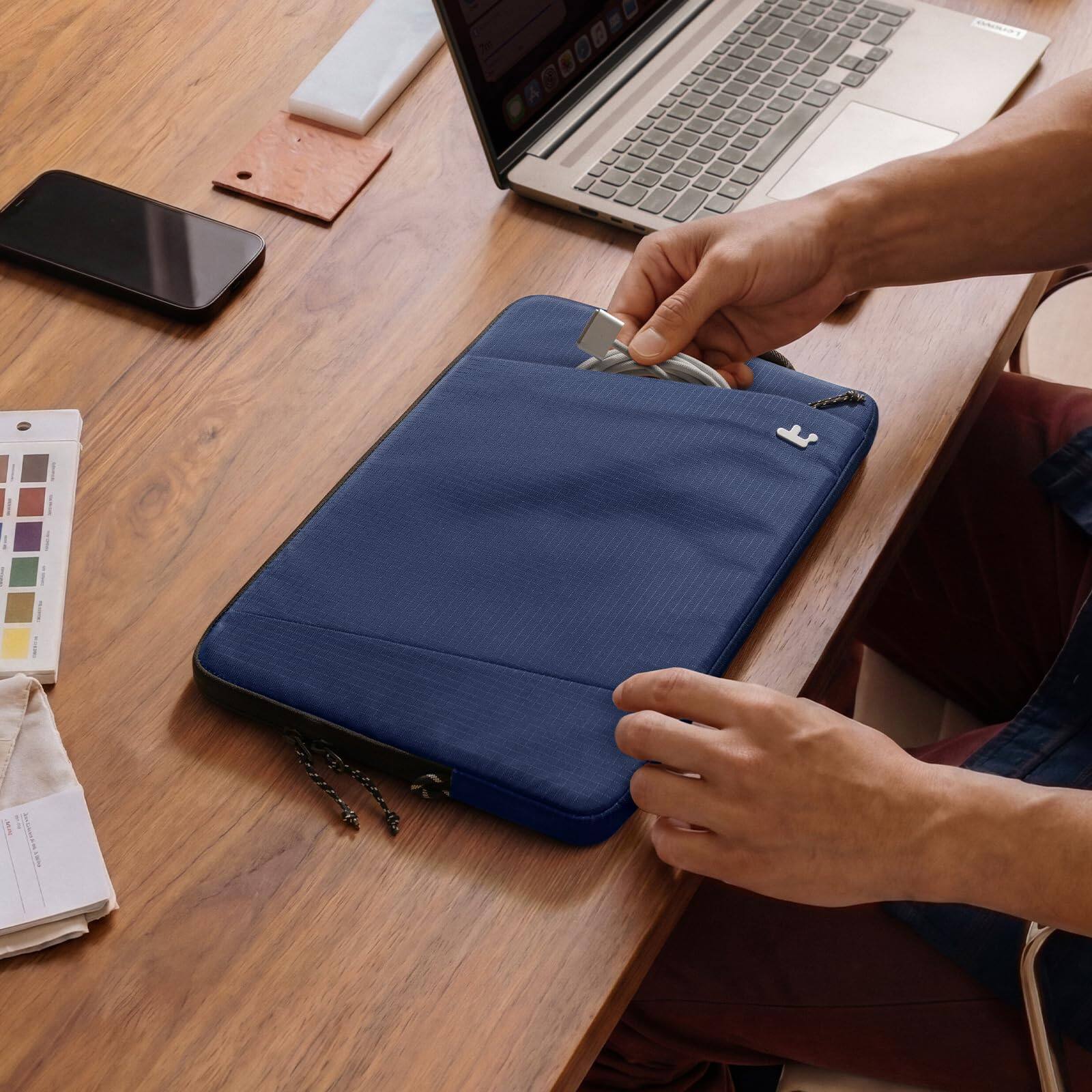 Alt View 7. tomtoc - Essence-A35 360° Protective Laptop Sleeve Case for 13.5-14.4 inch HP Dell Acer ASUS Lenovo ThinkPad Laptop Notebook - Navy Blue.