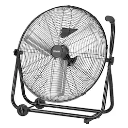 VEVOR - Industrial Shop Fan, 24 Inch Floor Drum Fan,High Velocity 7500 CFM,Heavy Duty Aluminum Blades, 3 Speeds, 360 Degree Tilt - Black