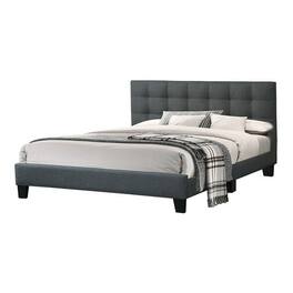 Manhattan Lane - Dex Modern Platform Queen Size Bed, Plush Tufted Upholstery - Charcoal Gray