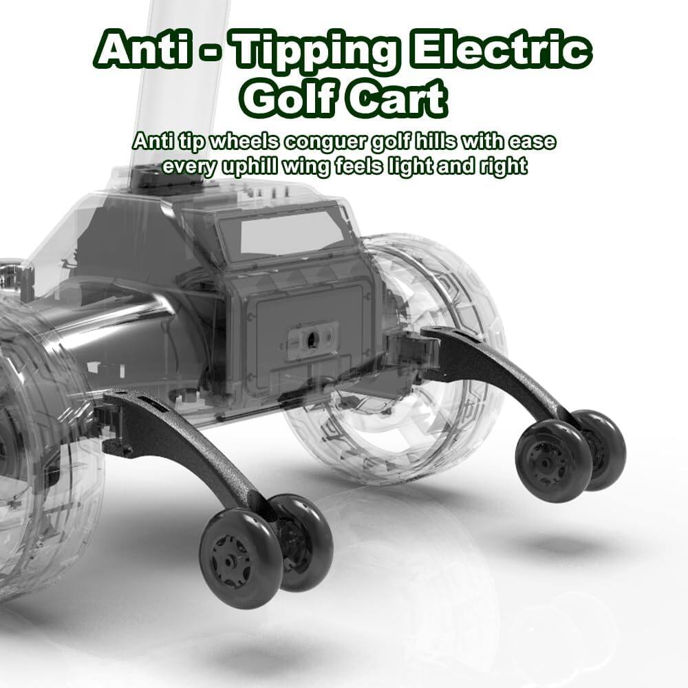 Anti-Tipping Electric Golf Cart  
Anti tip wheels conquer golf hills with ease  
every uphill wing feels light and right