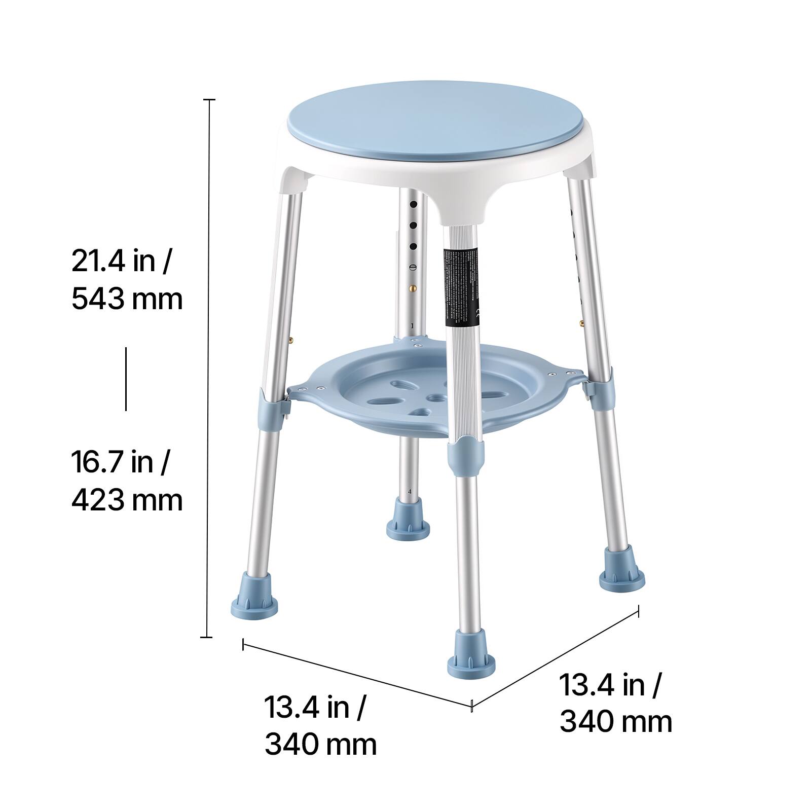 21.4 in / 543 mm  
16.7 in / 423 mm  
13.4 in / 340 mm  
13.4 in / 340 mm