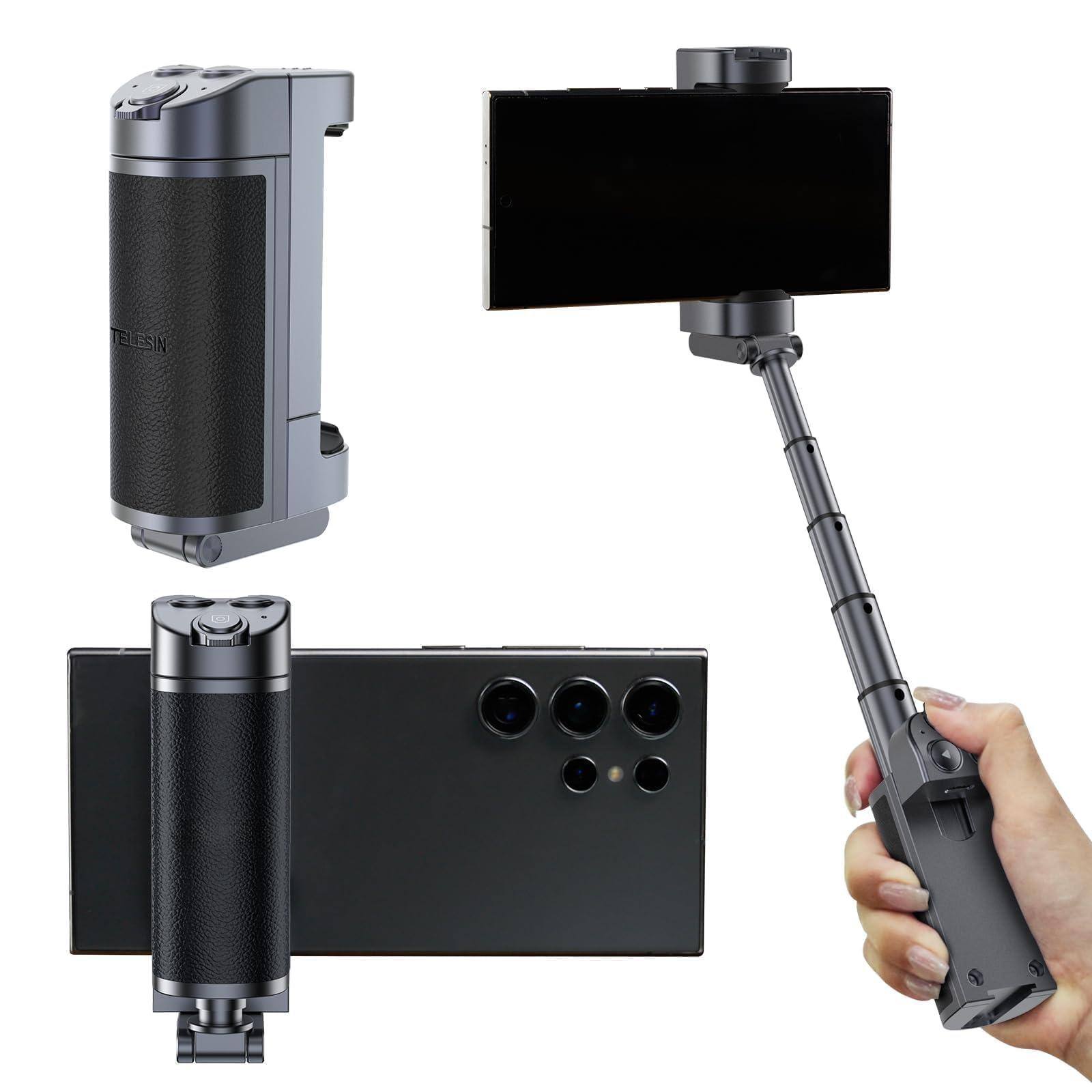 Front. COTTAGE - Smartphone Grip Selfie Stick Mobile Phone Handle Holder Shutter With Detachable Remote For One handed Contr... - Default.