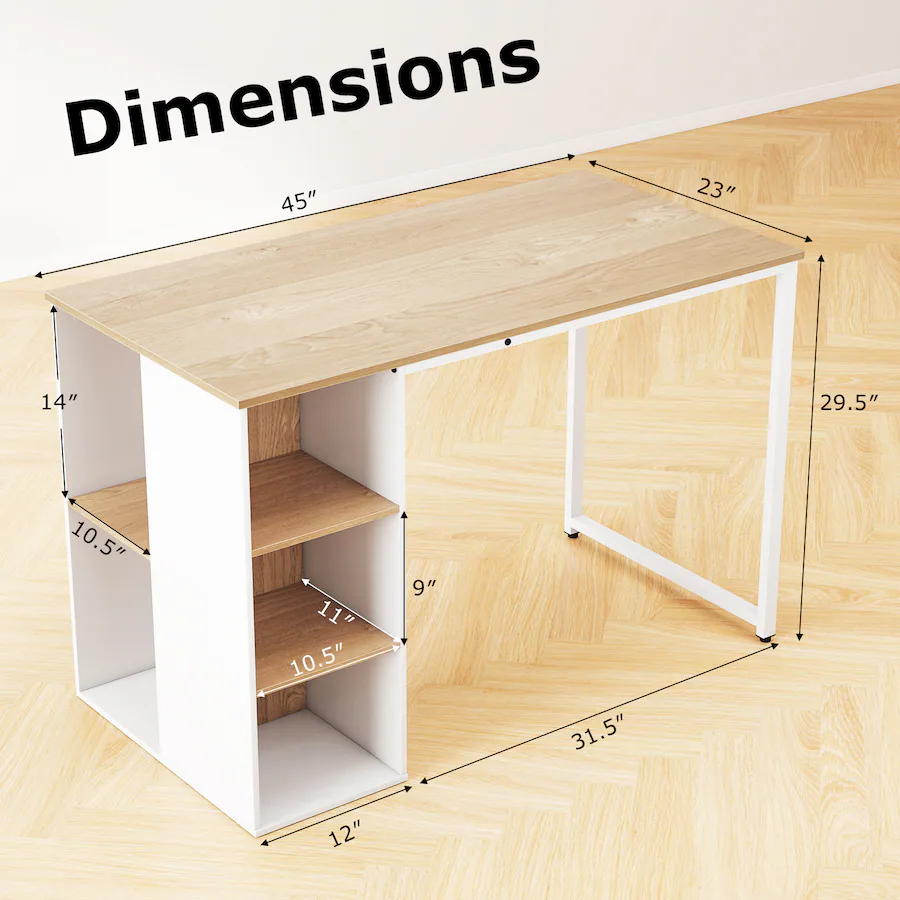 45 Inch Desk Gymax 45’’ Computer Desk Modern Home Office Desk w/ 5 Storage ...