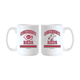 Logo Brands - Cincinnati Reds 15oz. Current & Throwback Mug Set - Multicolor