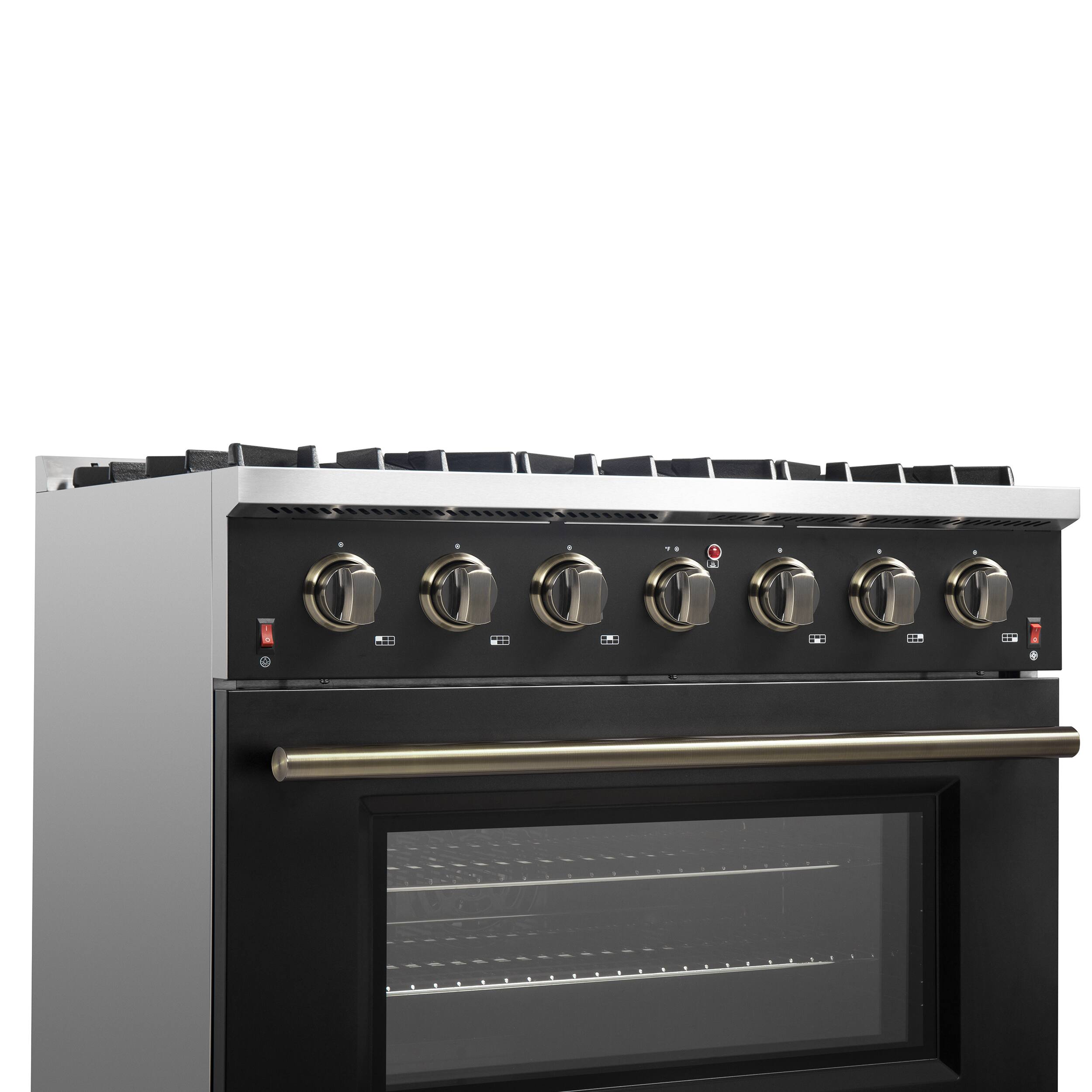 Alt View 7. Forno Appliances - Galiano 5.26 Cu. Ft. Freestanding Gas Convection Range with Continuous Cast Iron Grates - Black.