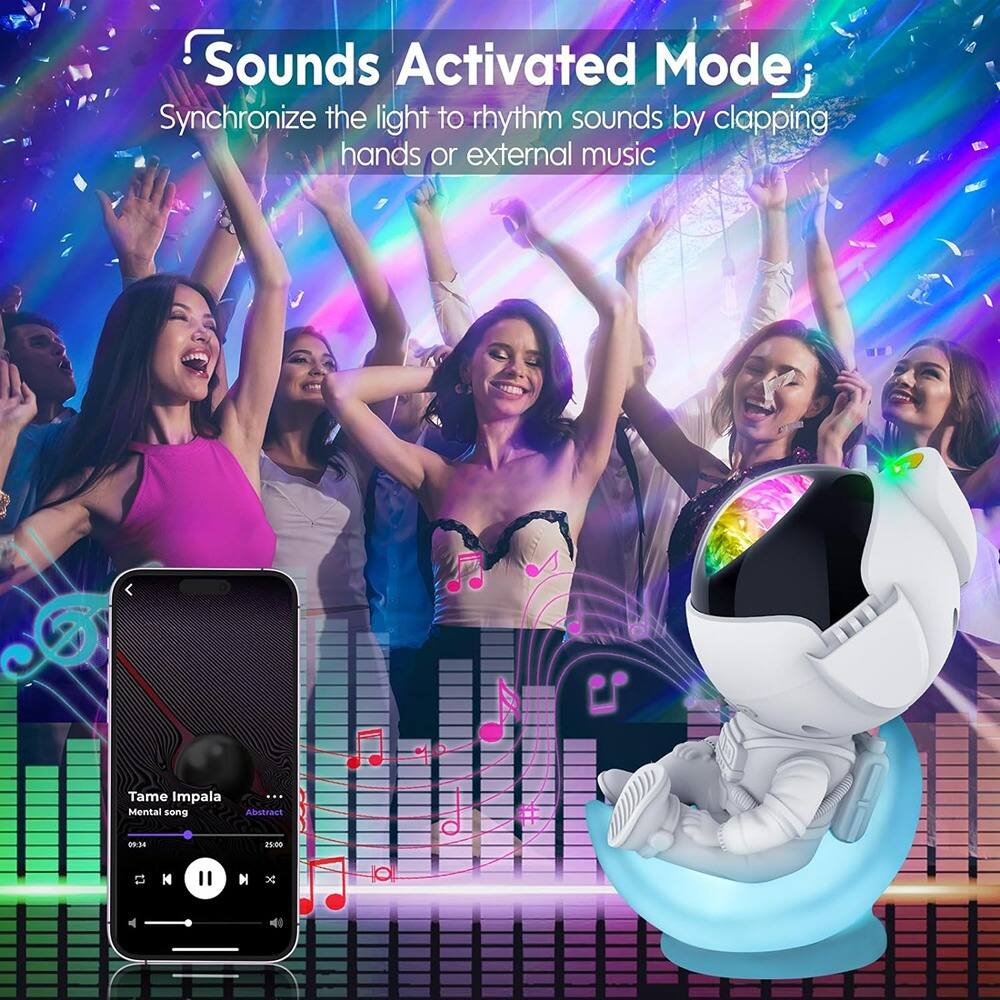 Sounds Activated Mode  
Synchronize the light to rhythm sounds by clapping hands or external music  

Tame Impala  
Mental song  
Abstract  
09:34 / 25:00