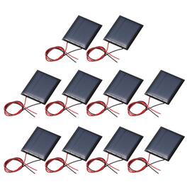 Unique Bargains - 10pcs 2V 0.12W 60mA Mini Solar Panels, Polycrystalline Solar Cell with Cable for DIY Toy Charger - Black