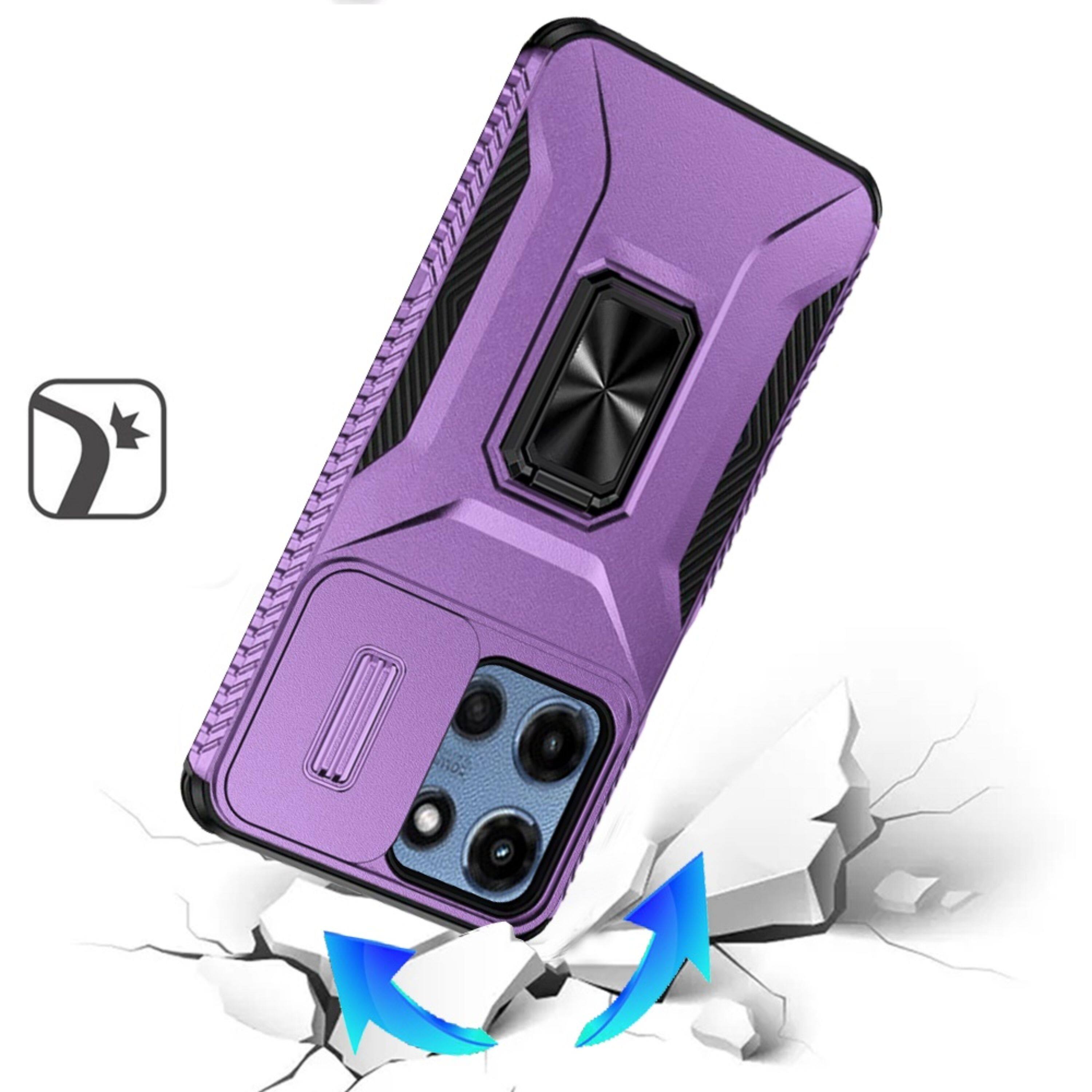 Left. Kitcheniva - Rugged Complete Protection Case With Tempered Glass For Moto G 2025/2026/G Play 2026 Dark Purple - Dark Purple.