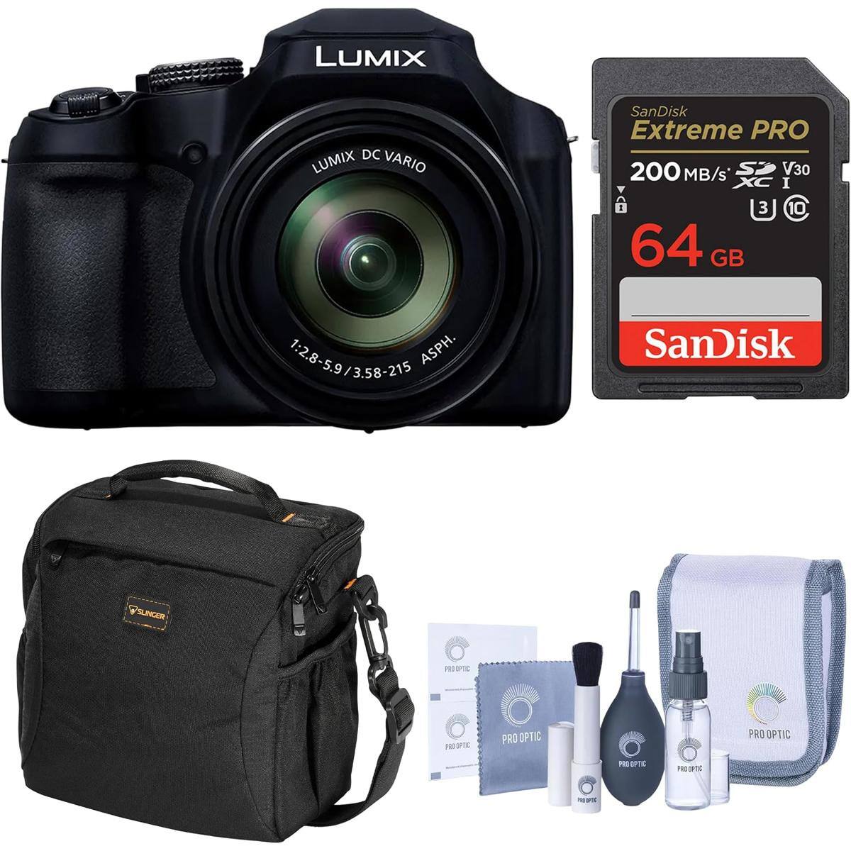 Bundle - Panasonic - LUMIX FZ80D Digital Camera, with Memory Card, Extra Battery, Bag, Includes Cleaning Accessories price history on PriceWatchPro