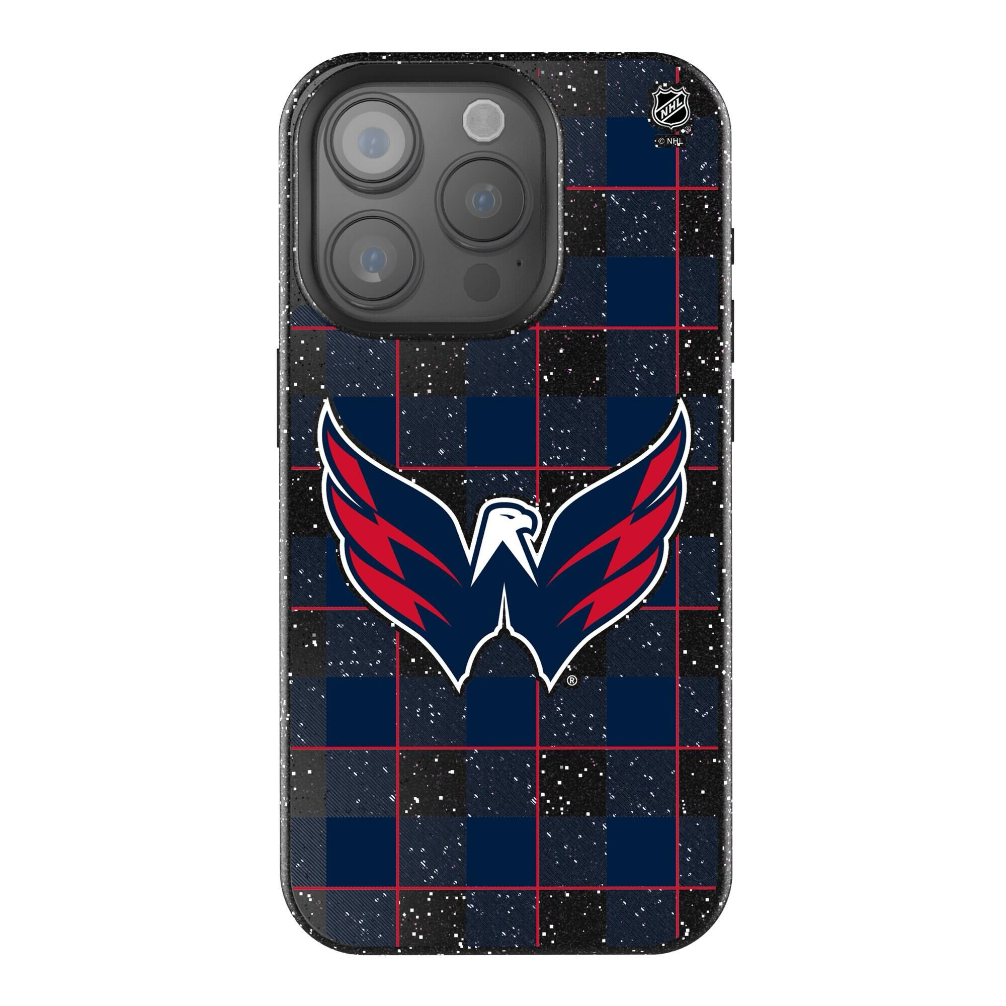 Front. Keyscaper - Washington Capitals Plaid Bling iPhone Case - 15 Pro - Black.