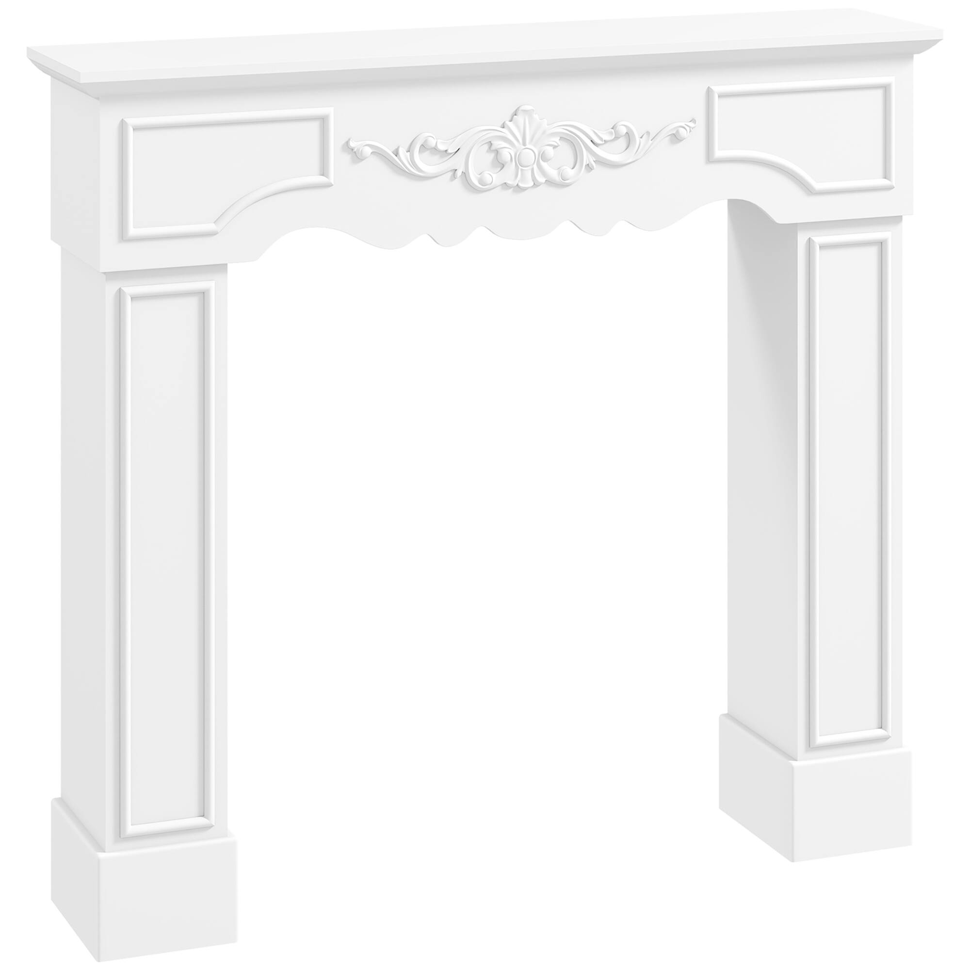 Front. Homcom - Baroque Fireplace Mantel, Freestanding Fireplace Surround with Leg for Electric Fireplaces, 43.3" W x 39.8" H, White - white.