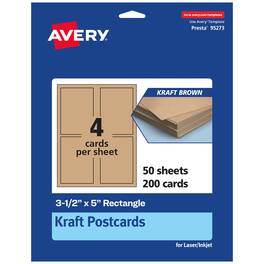 Avery - Printable Postcards, 3.5" x 5", Kraft 200ct - Brown