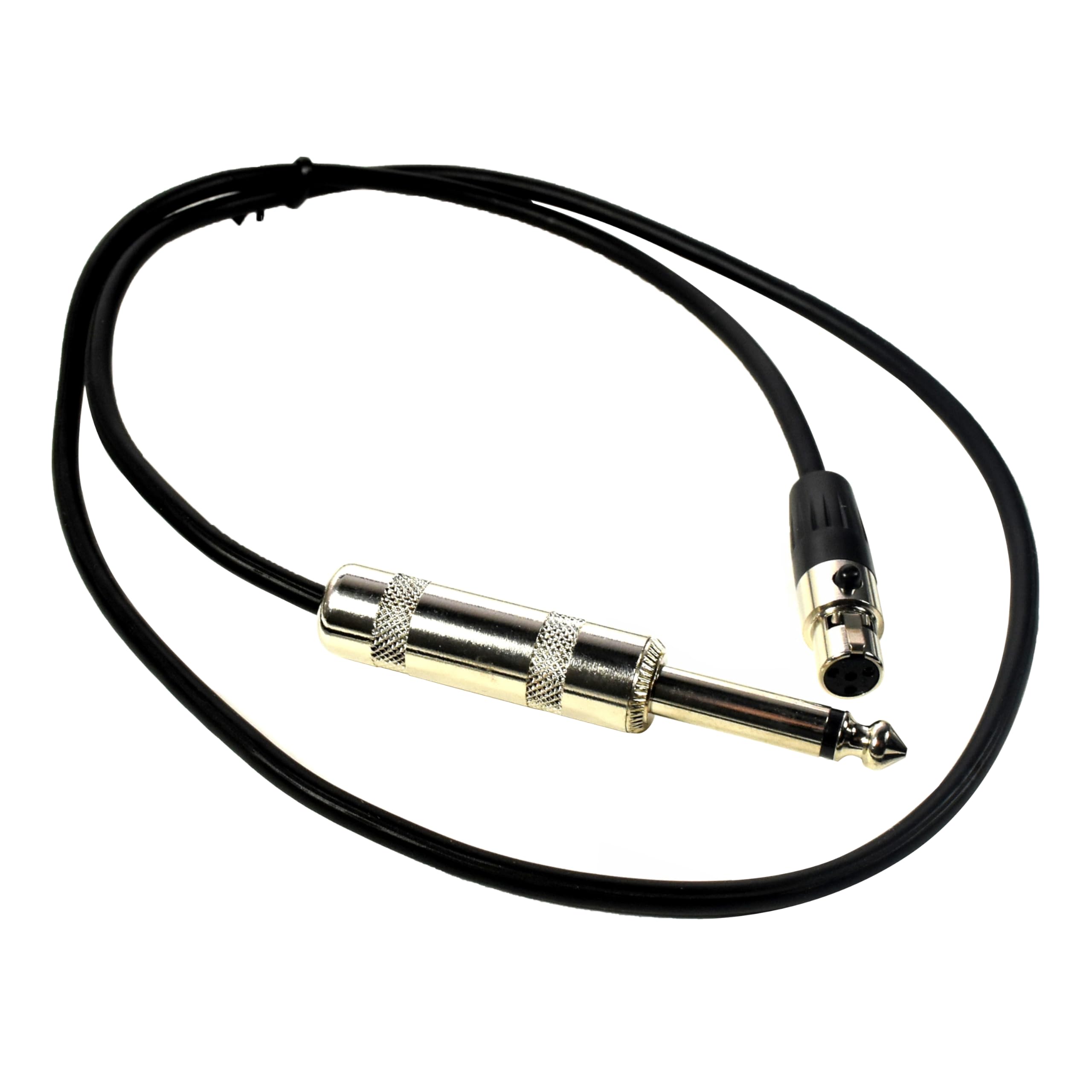 Left. HQRP - TA4F 4-Pin Mini to 1/4 in Instrument Cable 2.5 ft for Shure, Electro-Voice Bodypack - Black.