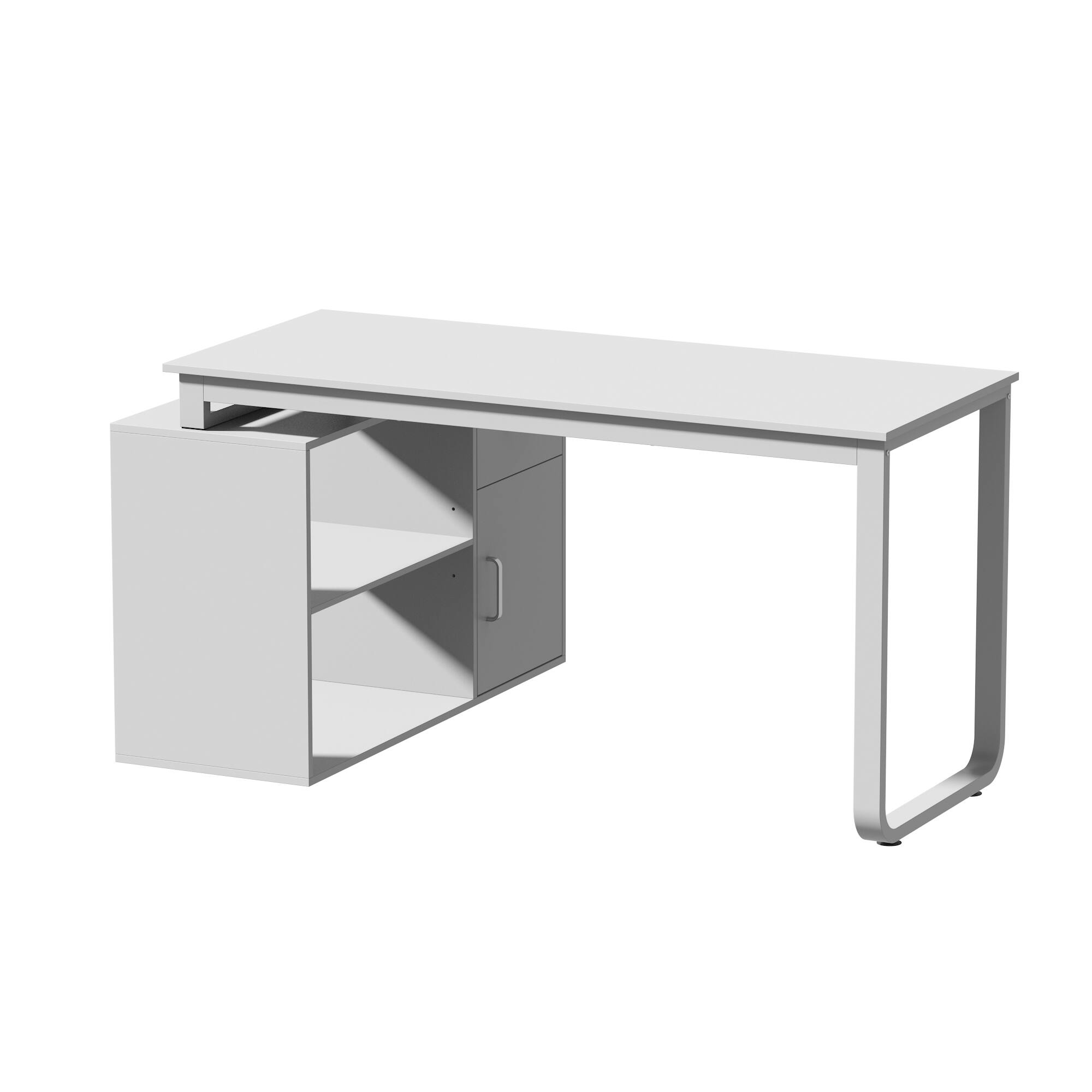 Angle. FUFU&GAGA - FUFU&GAGA Modern L - Shaped Office Desk with Storage - Sleek Workstation for Home & Office - White.