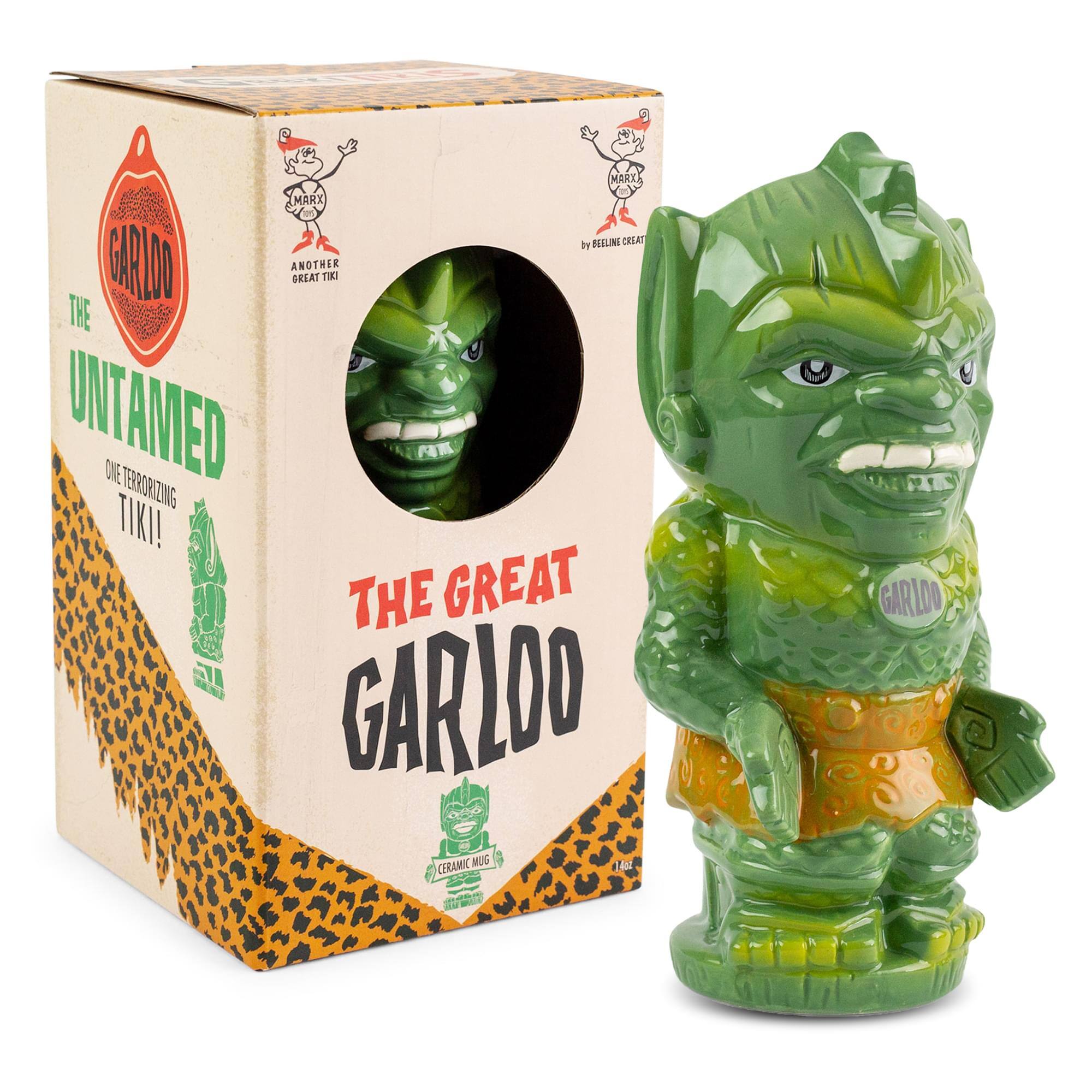 MARK MARX BY BEALINI CREAT GARLO ANOTHER GREAT TIKI THE UNTAMED UNTAMED ONE TERRORIZING TIKI! THE GREAT GARLOO CERAMIC MUG AT GARLOO AN