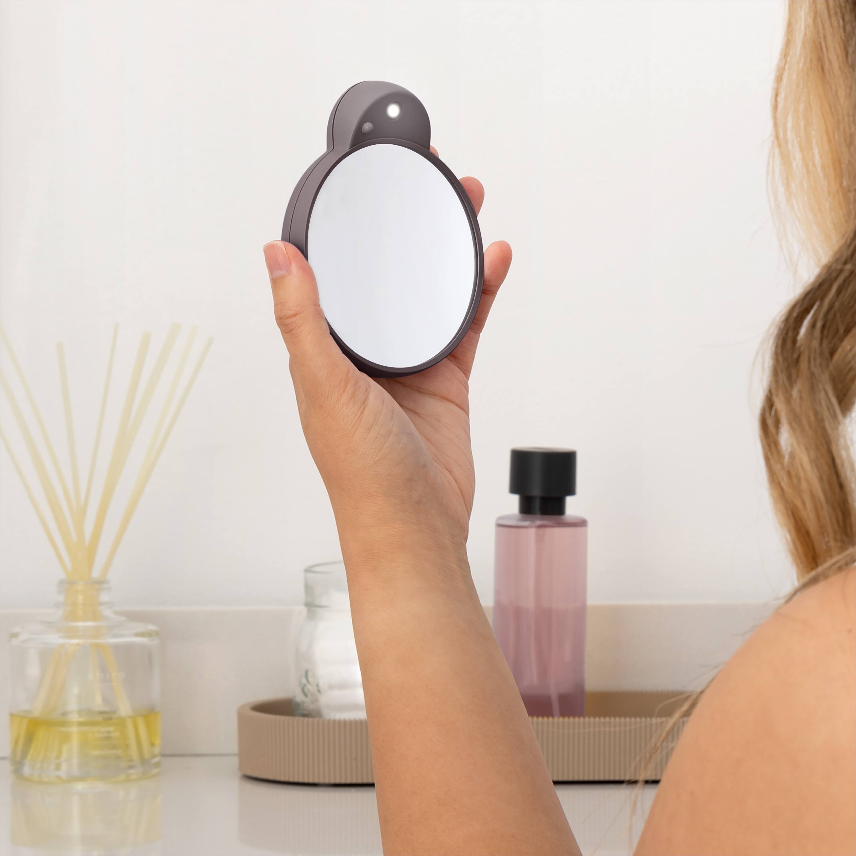 Alt View 2. Zadro - LED Lighted Compact Mirror with 10X Magnification and Suction Cups for Easy Mounting - Chocolate.