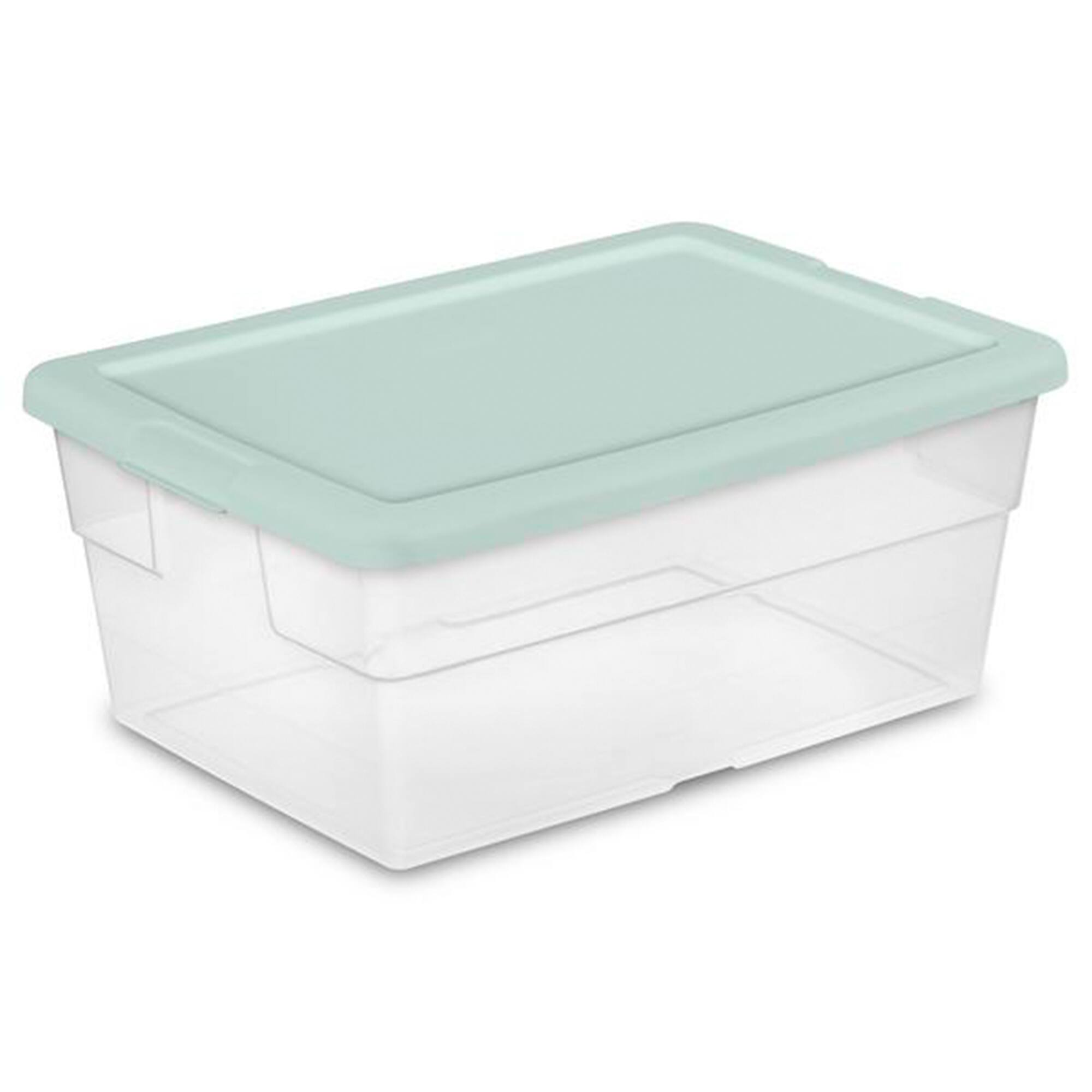 Front. Sterilite - Sterilite 12 Pack 16 Quart Stacking Storage Box Container Tub with Lid, Clear - Mindful Mint.