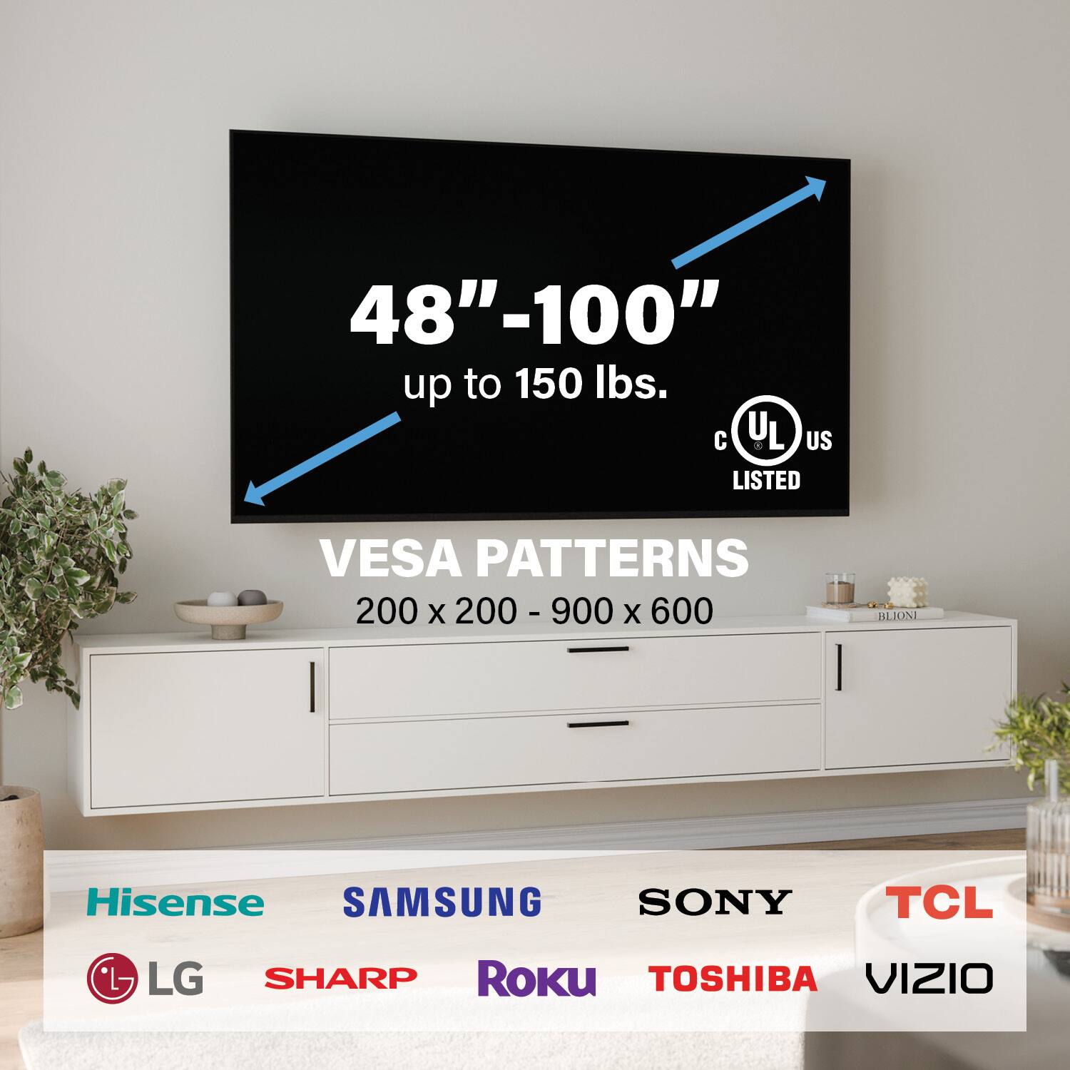 SANUS Elite Advanced Tilting TV Wall Mount for 48” 100” TVs up to ...