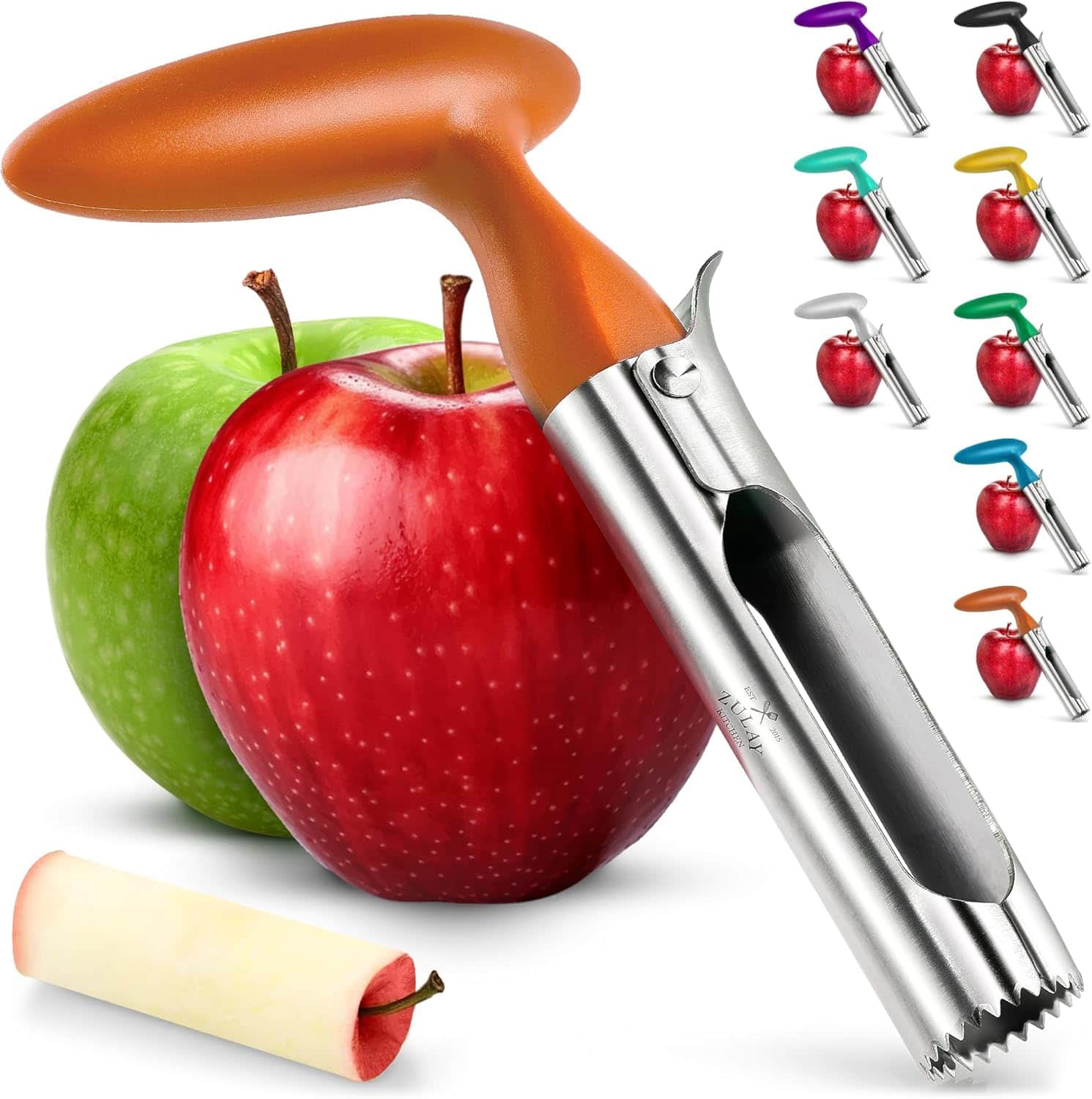 Zulay Kitchen - Premium Apple Corer Tool - Ultra Sharp, Stainless Steel, Serrated Blades for Easy Coring - Cinnamon