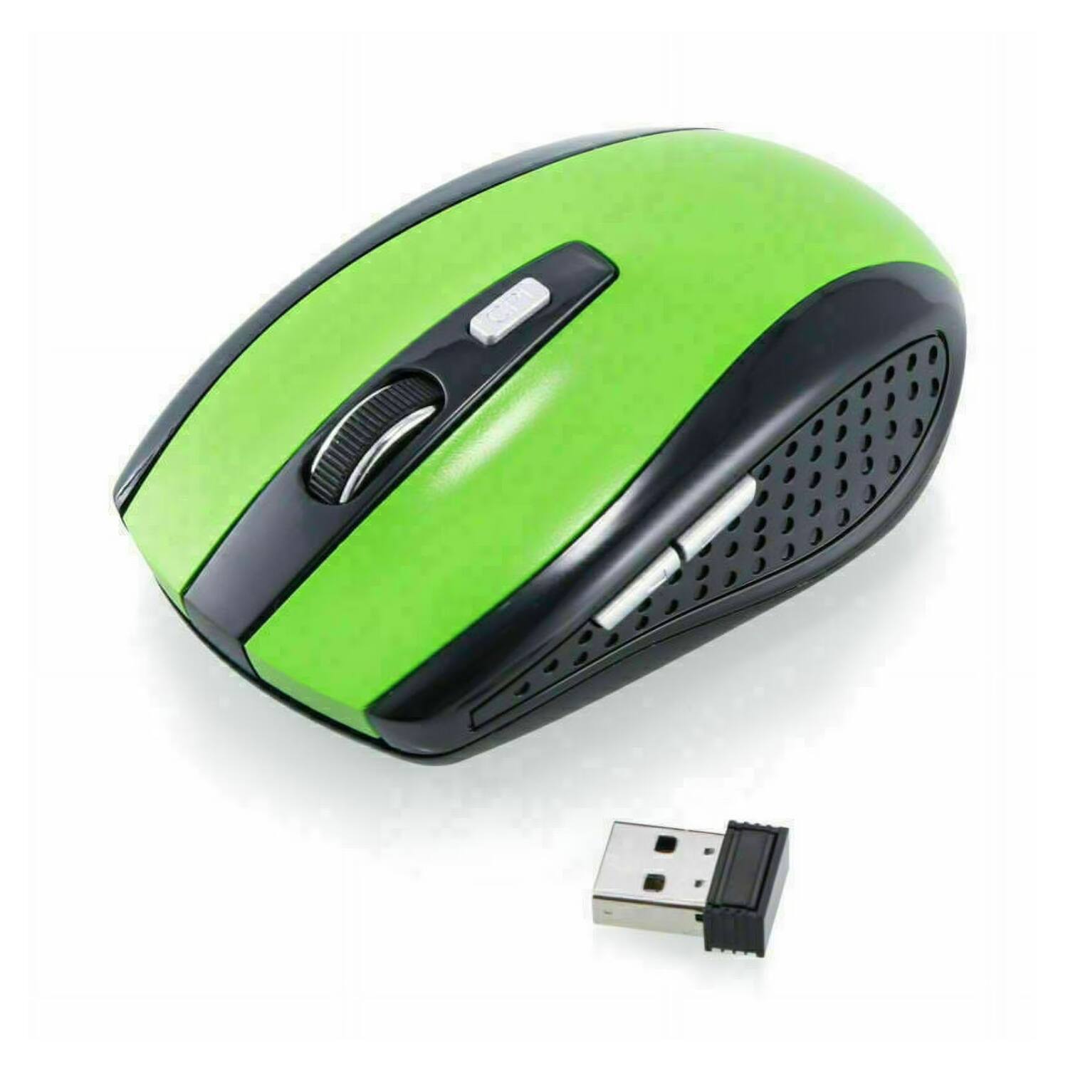 Left. Stock Preferred - 2.4GHz Wireless Optical Mouse with USB Receiver Green - Green.