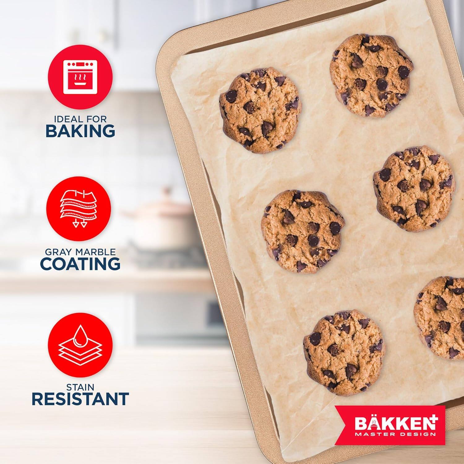 IDEAL FOR BAKING, GRAY MARBLE COATING, STAIN RESISTANT, BÅKKEN MASTER DESIGN