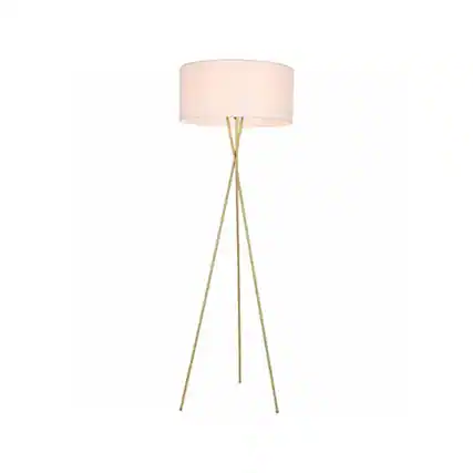 Front. Living District - Cason 1 light Brass and White shade Floor lamp - Brass And White Shade.