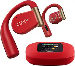Cleer - ARC 3 Sports Pro Open-Ear Earbuds – Dolby Audio, 40Hr Battery, IPX7, HR Tracking, Wireless Case - Red