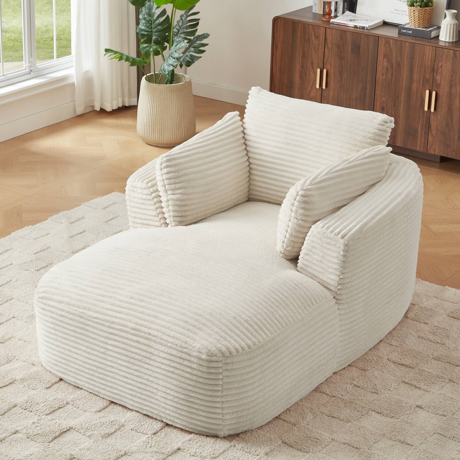 Alt View 5. Z-Edge - Corduroy sleeper sofa couch, no assembly needed, Perfect for Living Room/Dorm/Apartment - White - White.