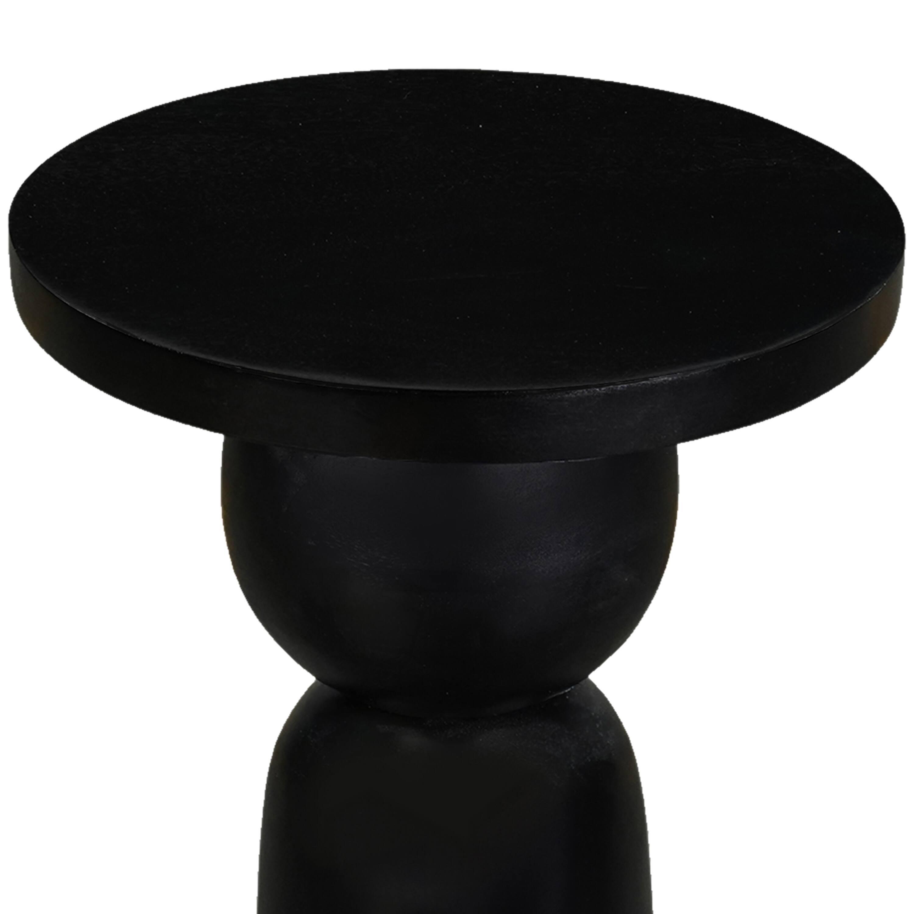 Alt View 3. Manhattan Lane - Tia 12 Inch Round Side End Table with Turned Pedestal Base - Black.