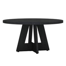 SlickBlue - Contemporary Round Kitchen Table with Wood Finish for Dining Area - Black