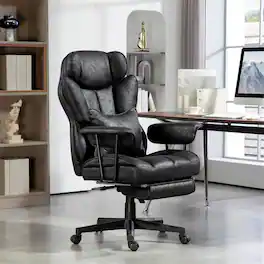 HTUTWOO - Massage Executive Office Chair - 6-Point Heated Reclining Desk Chair, 400LBS Big and Tall, Foot Rest, Lumbar Support - Black
