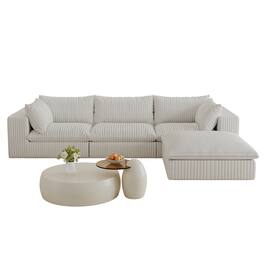 Boyel Living - White Modular 4 Seat Fabric Sectional Sofa 118.2-in L x 78.8-in W x 24.0-in H - White