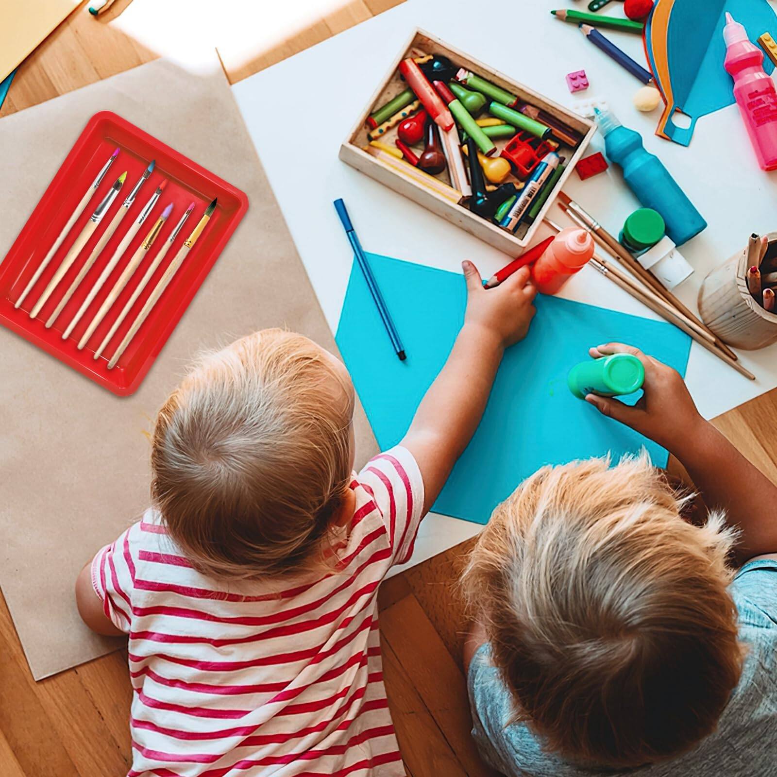 Alt View 6. Paradigms Interiors - 24 Plastic Art Trays 11 X 8 In Multicolor Activity Craft Organizer Serving Tray For Diy Projects Painting B... - 10pcs.