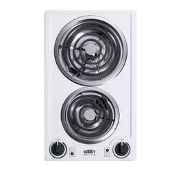 SUMMIT - 12" Wide 230V 2-Burner Coil Cooktop - White